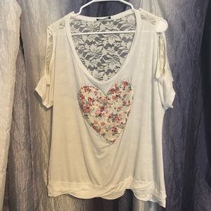 Heart Bling Cold Shoulder Top